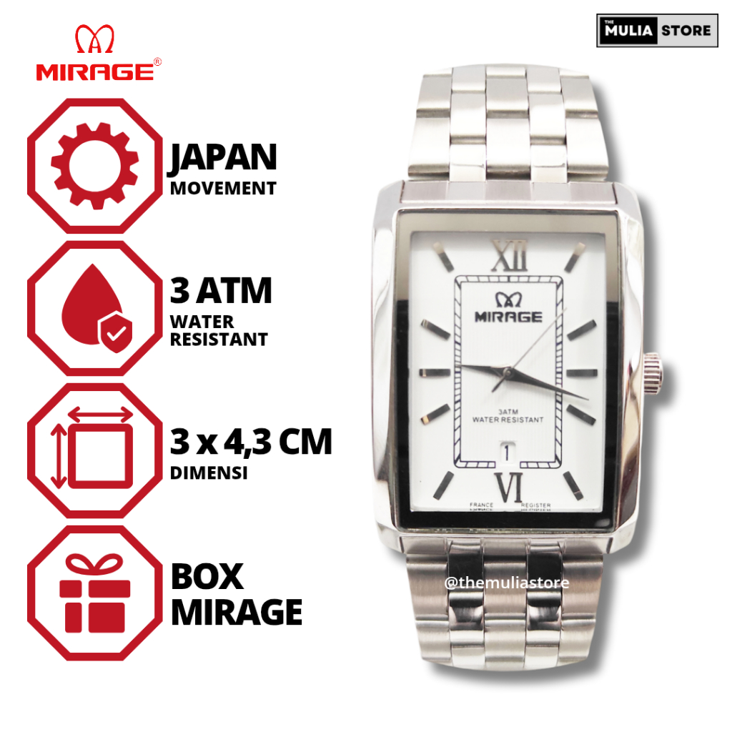 MIRAGE Jam Tangan Pria Mirage Original 8577 BSP M Tanggal Analog
