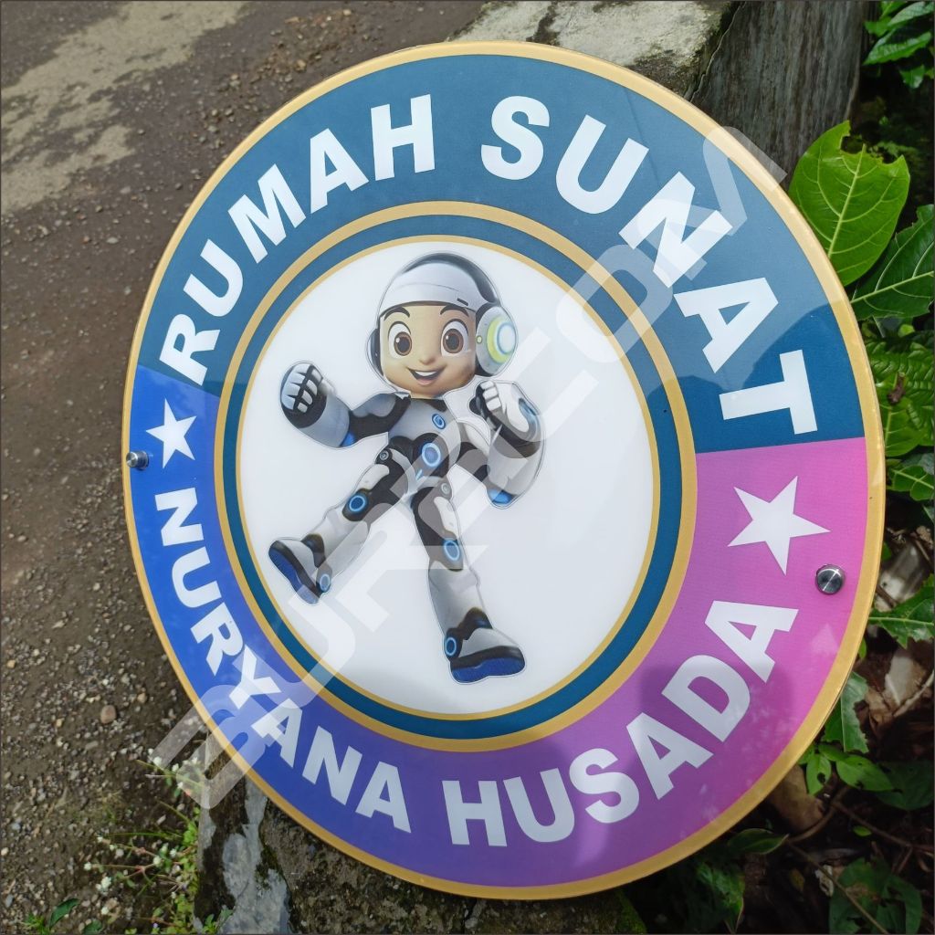 Plang nama toko Bulat, Plang nama ruangan, plang nama, Plang Logo,custom free desain ( A119 )