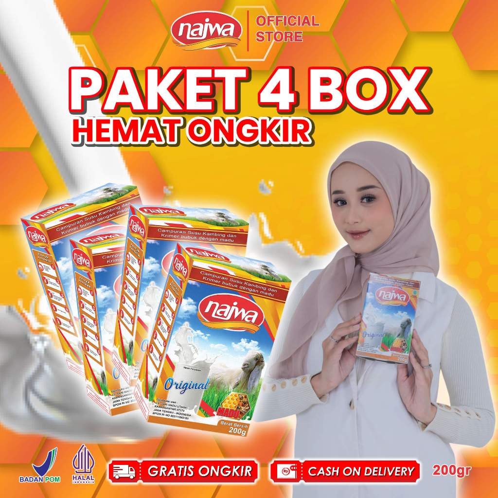 

Etawa NAJWA Paket 4 Box - Susu Kambing Murni & plus MADU