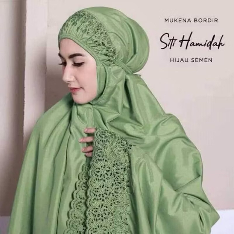 Mukena Dewasa Renda Khadijah Bahan Katun Premium Mukena Bordir Malaysia