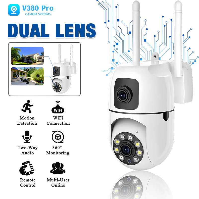 V380 Pro CCTV Dual Lens Outdoor CCTV WIFI Jarak Jauh HP 360° Pemantauan Two Way Audio IP Kamera