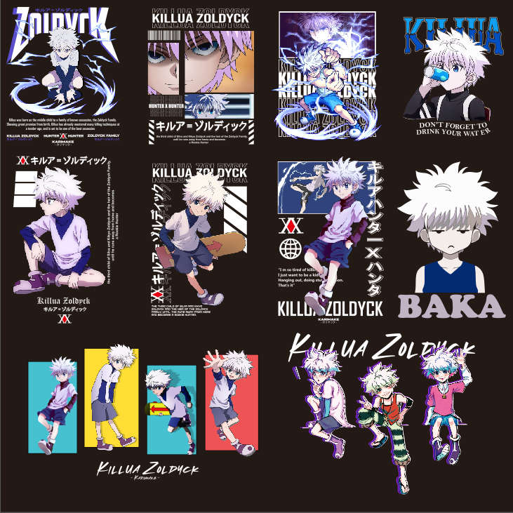 SABLON SETRIKA SABLON DTF PRINTING KILLUA ZOLDYCK Ukuran 10-15cm