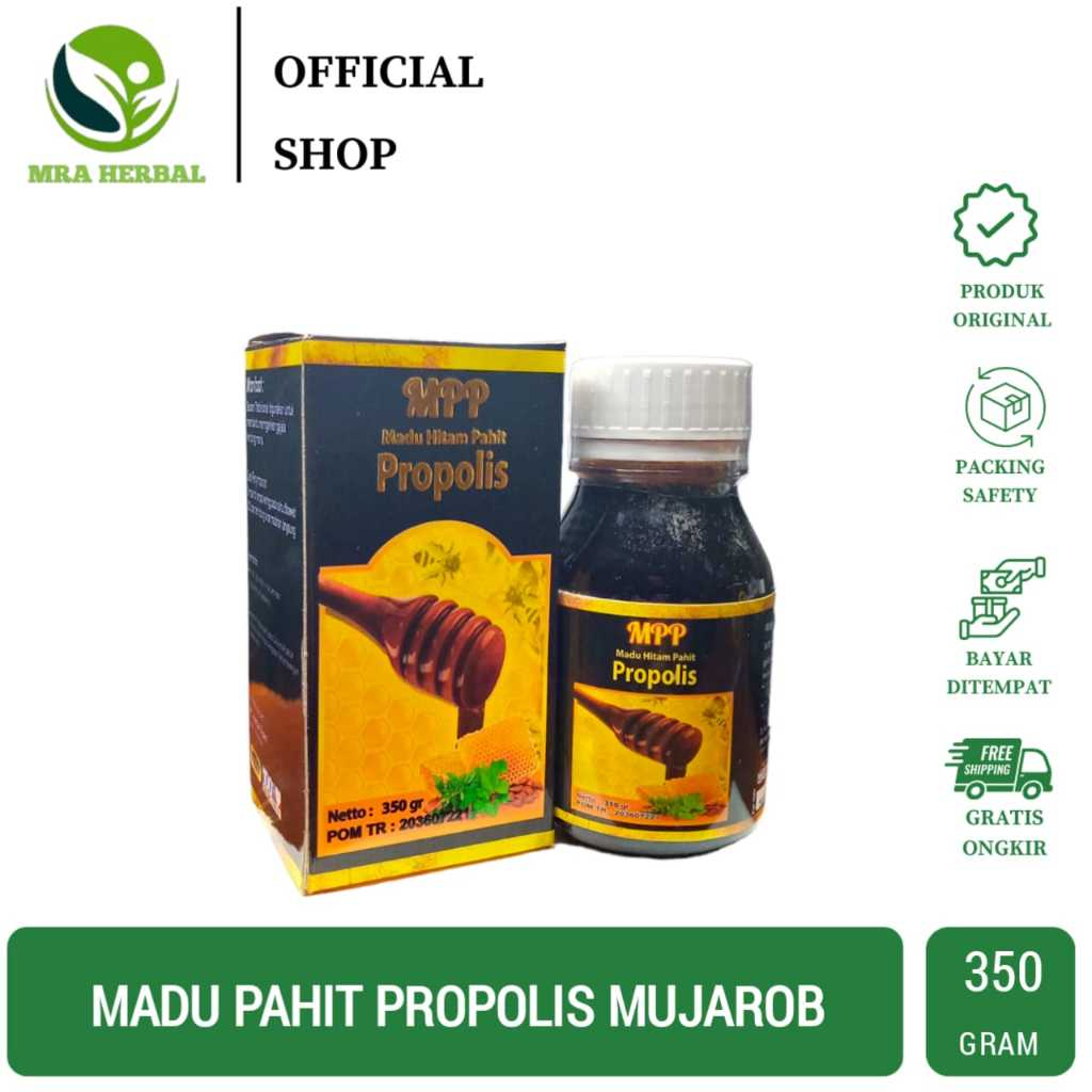 Madu Pahit Propolis Mujarob 350 Gr | Madu Hitam Pahit Plus Propolis MPP Mujarob