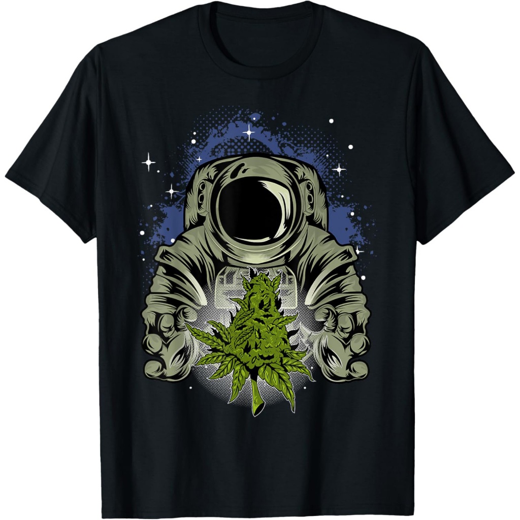 Kaos Astronot Ganja Pria Luar Angkasa Ganja Lucu dengan Pot