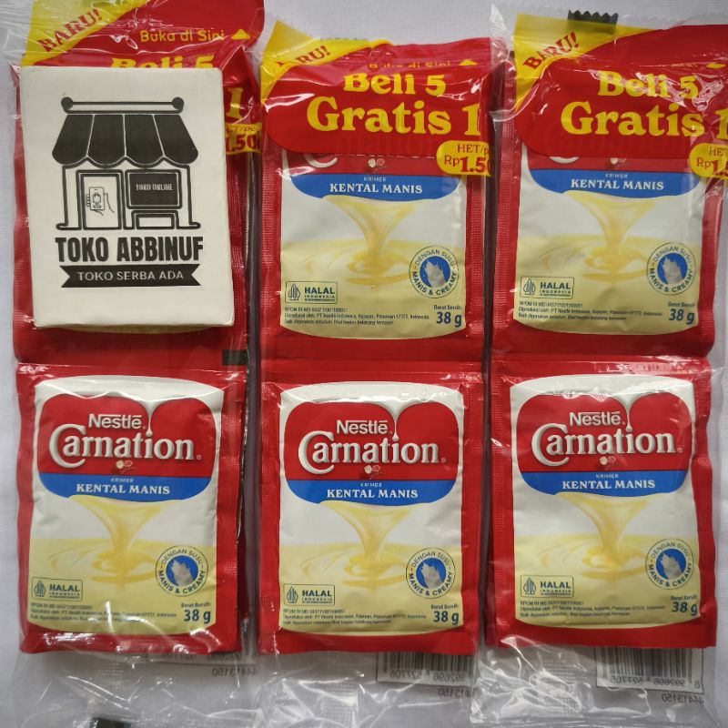 

6 PCS - CARNATION KENTAL MANIS 38g SACHET 1 RENCENG- SUSU KENTAL MANIS NESTLE