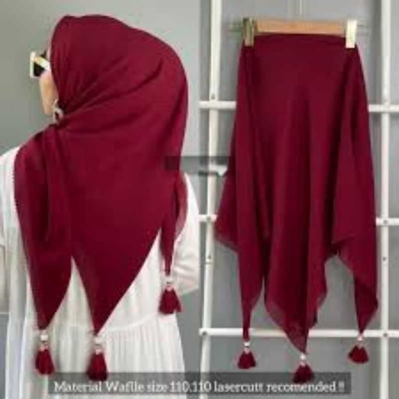 Jilbab Paris Tassel HIjab Segi Empat Polos Premium Fashion muslim