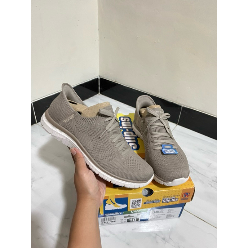 Sepatu Skechers women slip on coklat ukuran 40 sale 70% (104421/TPE)