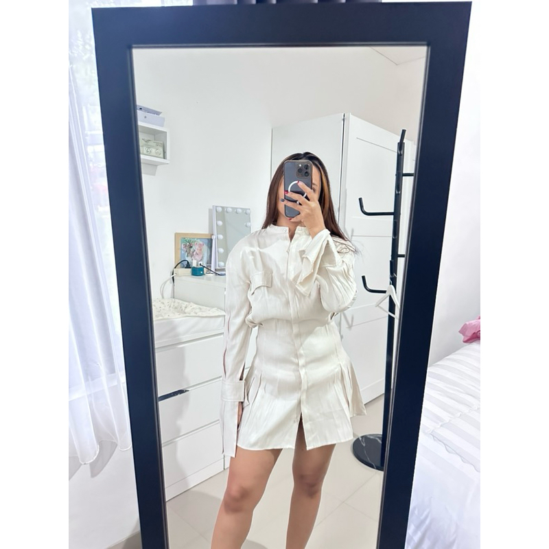 dress satin lengan panjang