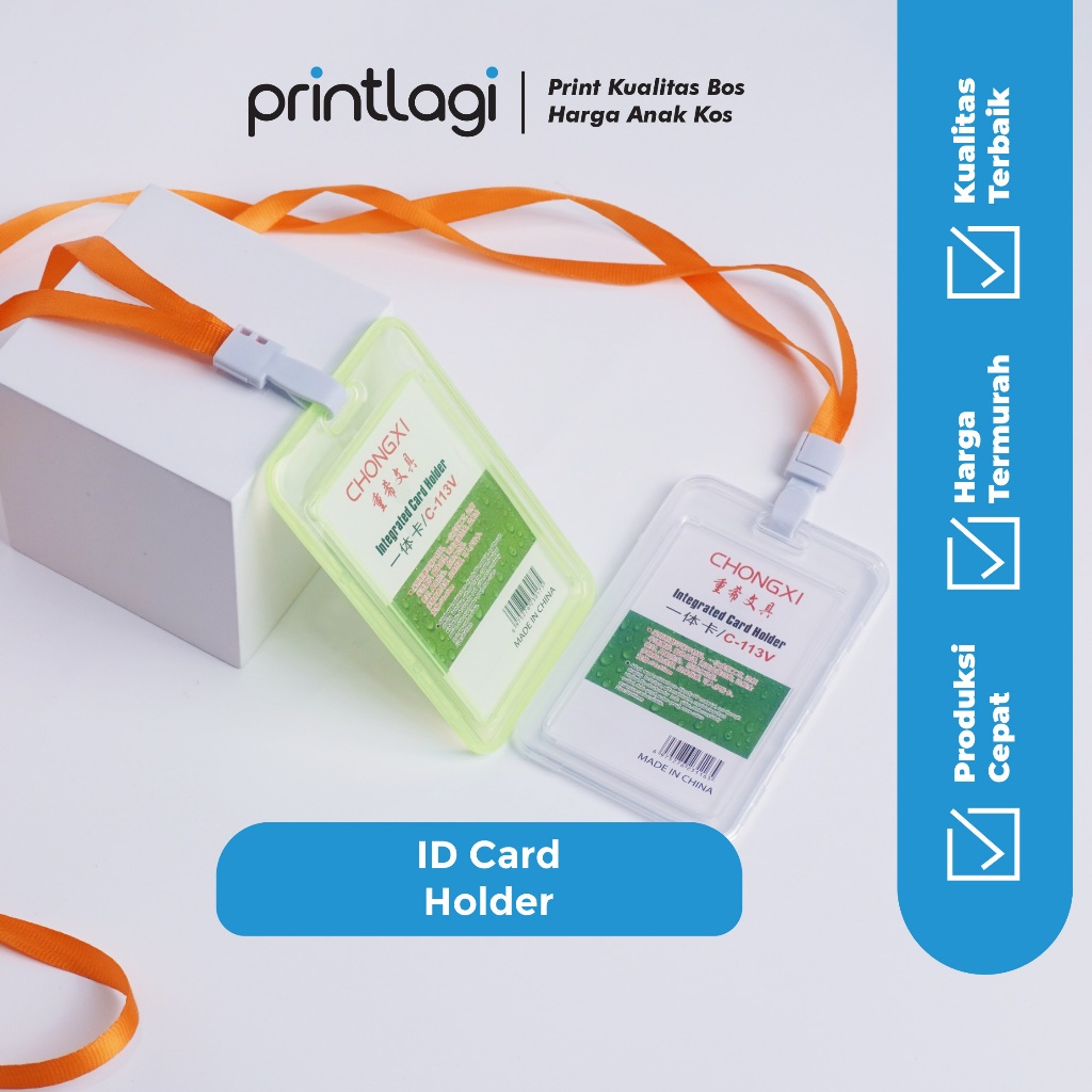 

Tempat Kartu - Card Holder Plastik Bening - Gantungan Tali ID Card - Ukuran Kartu 8,5 x 5,4 cm