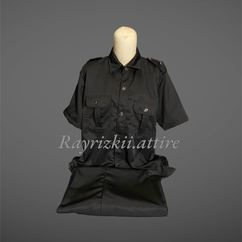 Seragam safari security/satpam pria lengan pendek stelan premium