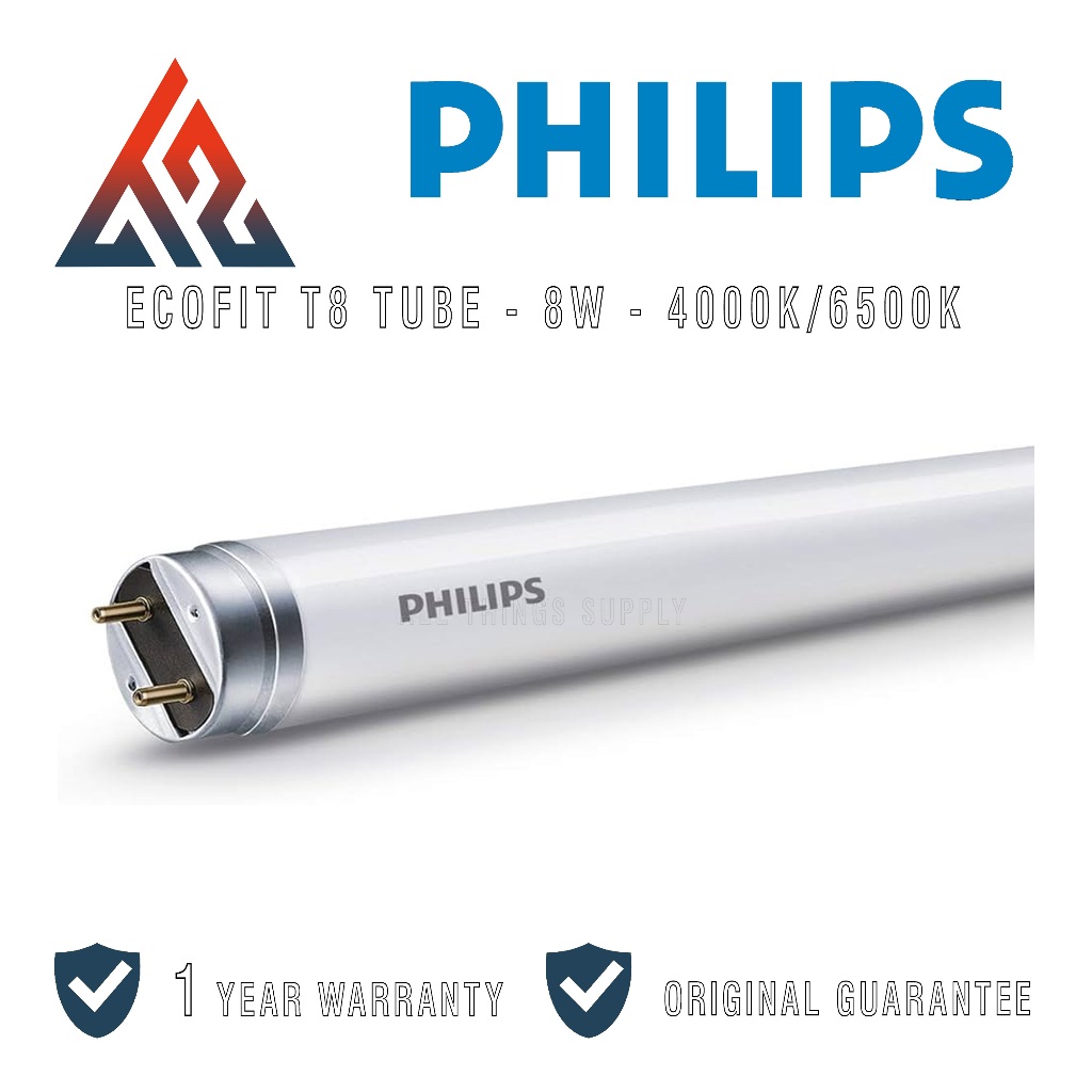 Philips Lampu TL LED Tube Ecofit 8 Watt 600mm T8 Neon Putih / Natural - 8W 8 W 8Watt