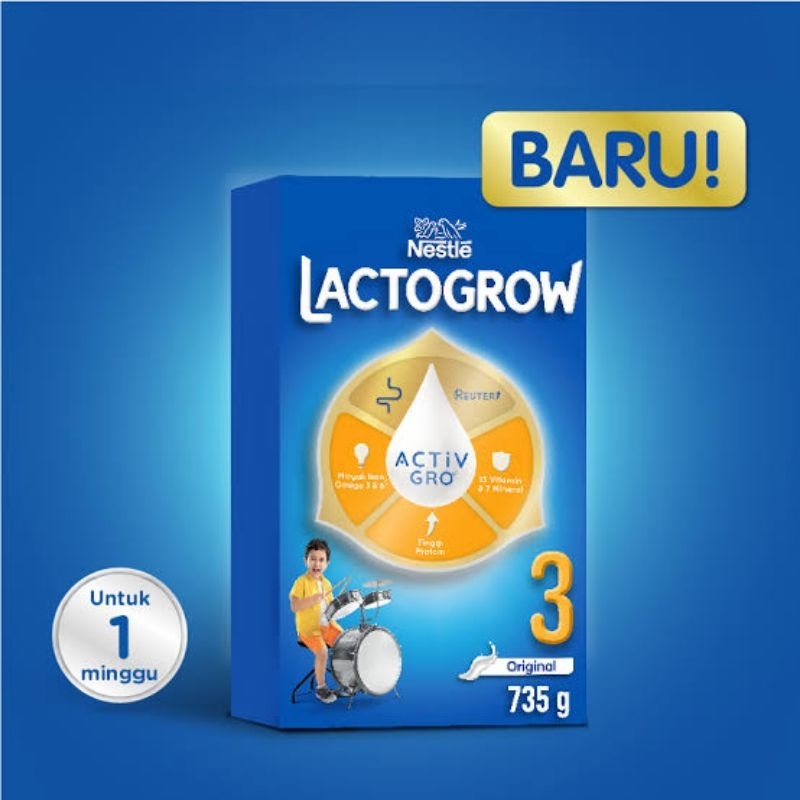 

Lactogrow 3 Vanila Madu Plain Original 735 dan 350gr