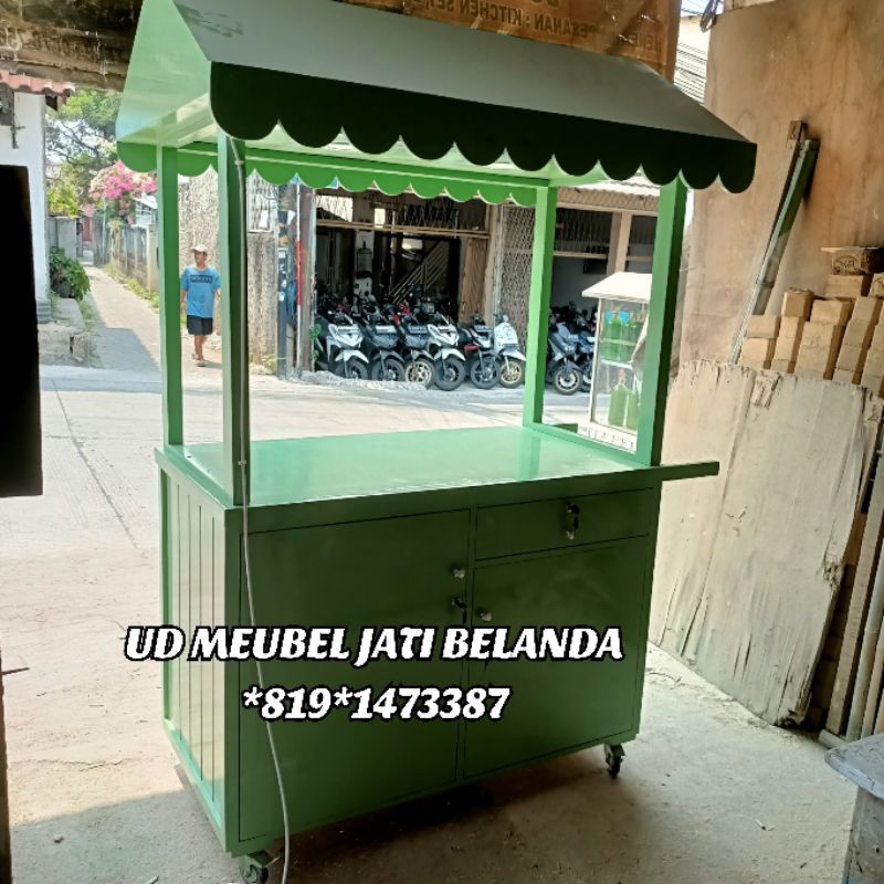 Uddjaya_ Gerobak Minuman Matcha Kayu Jati Belanda Kokoh