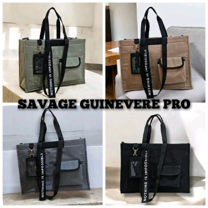 SAVAGE GUINEVERE Tote Bag Sling Bag Kanvas Multifungsi Berkualitas Aesthetic Canvas Totebag Hitam