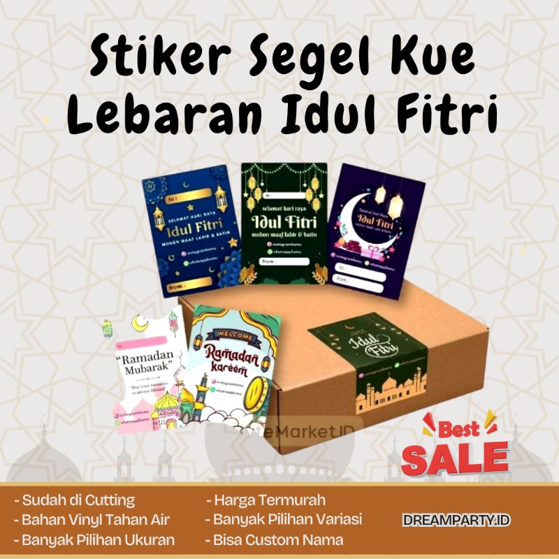 

70 Pcs Lebaran Idul Fitri Kotak / Stiker Segel Kardus Lebaran 01