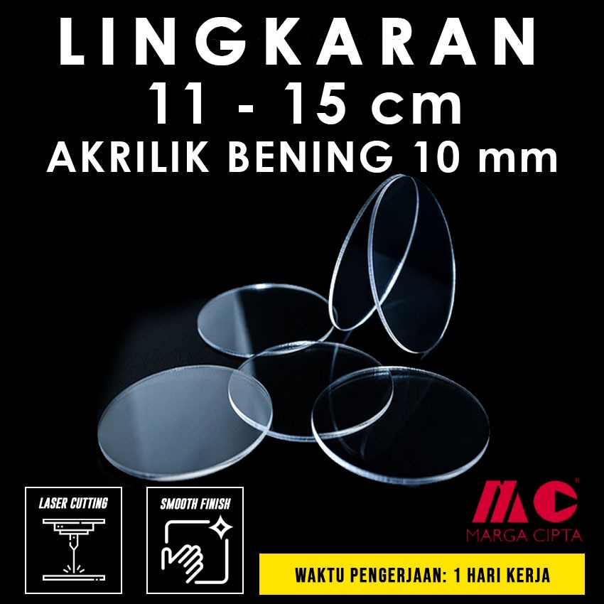 

[Tebal 10 mm]Lingkaran Akrilik 11 / 12 / 13 / 14 / 15 / 16 / 17 / 18 / 19 / 20 cm - Akrilik Bening 10 mm - Marga Cipta