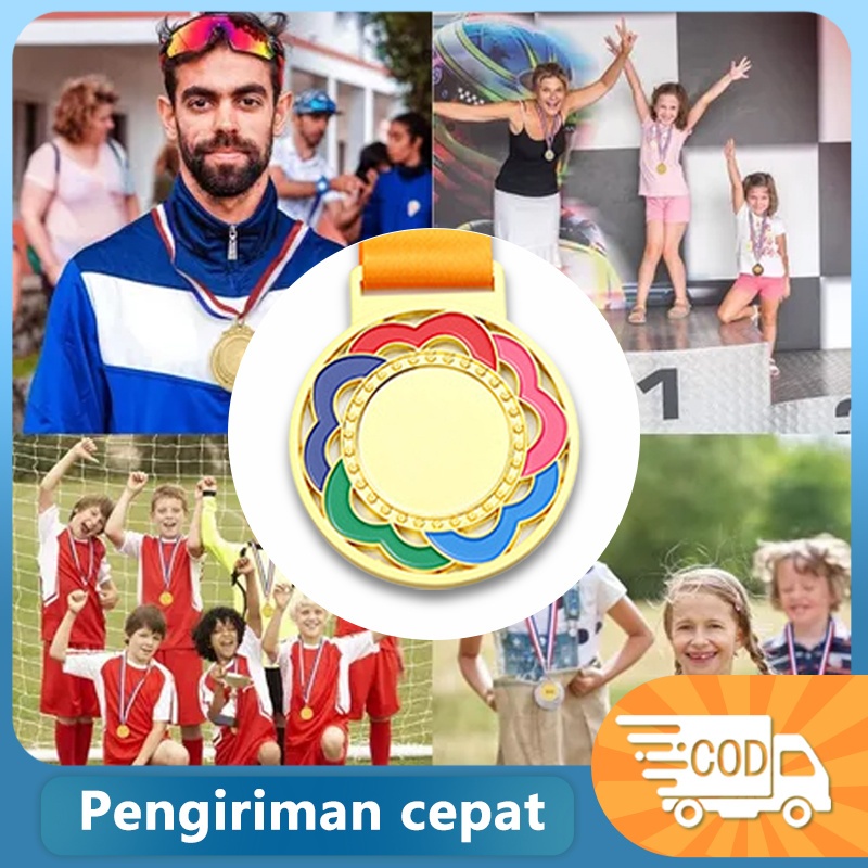 Emas/perak/gangsa medali logam Kalung medali penghargaan lomba kalung medali medali juara