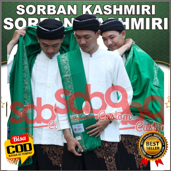 Sorban Yasmin kashmiri gold Original Made In India - Sorban Kashmiri gold hijau hitam merah - Saorba