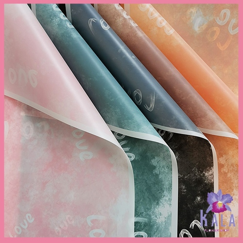 

20 Kertas buket bunga Motif love abstrak flower wrapping paper cellophane KB6021