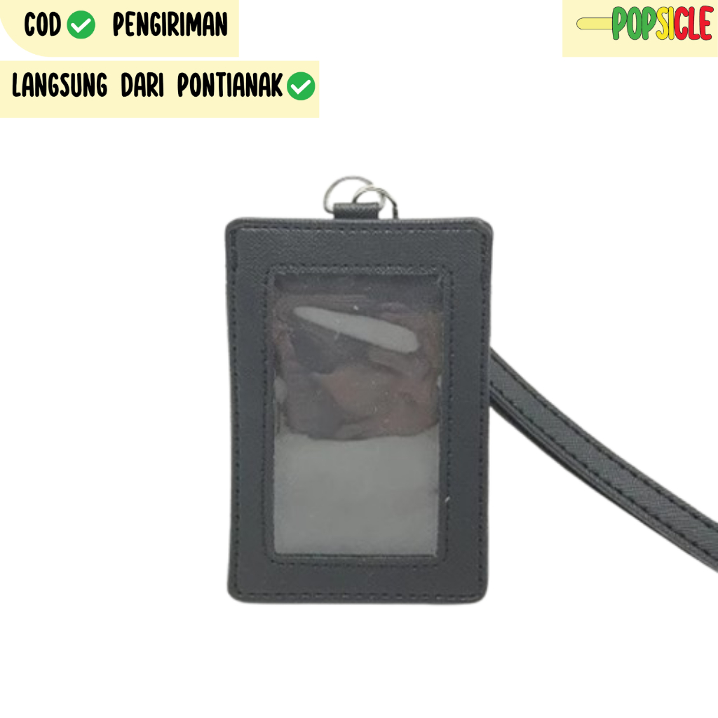 

ID Card Holder Basic Lanyard ID Card Berkualitas PU Leather Lanyard NameTag Tempat Kartu Hitam