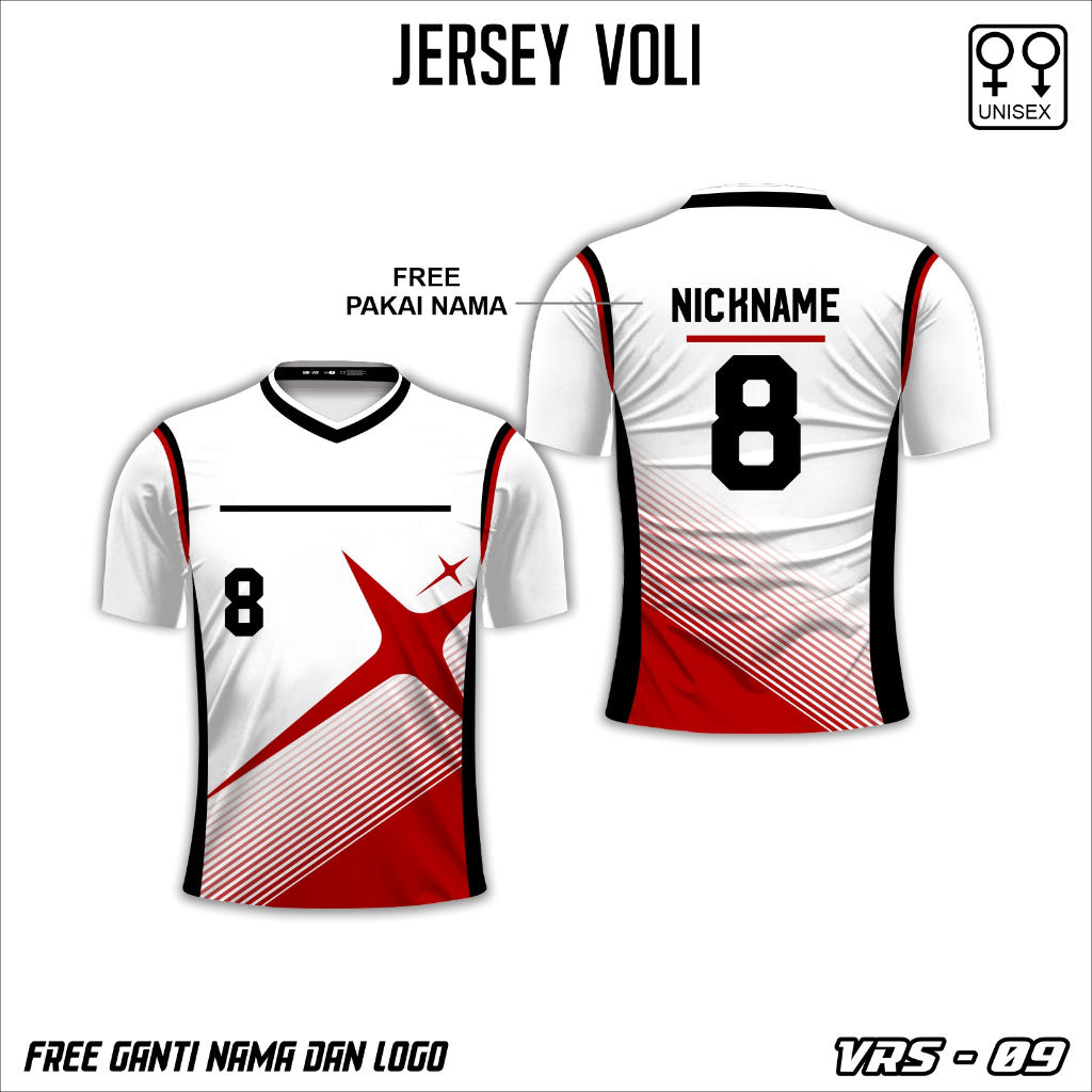 Kaos jersey voli red spark baju olah raga voliball