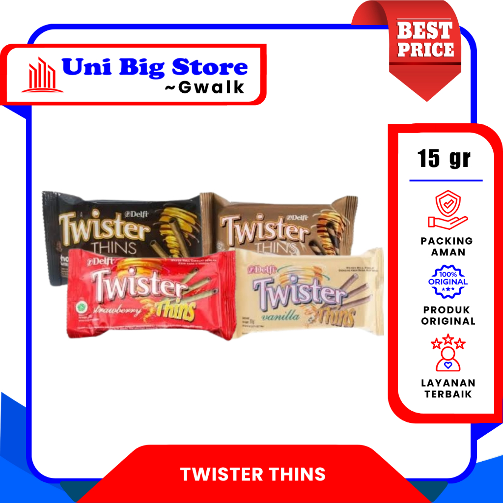 

DELFI TWISTER THINS CHOCO - STRAWBERRY - VANILLA - CAPPUCCINO - 15 gr