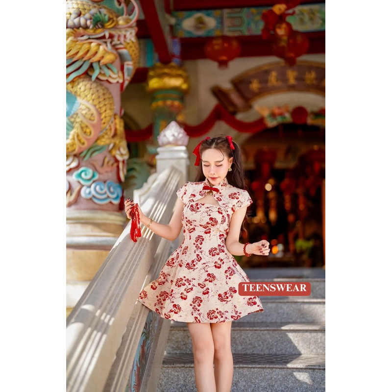 Ying Dress (Cheongsam Qipao Set Tube Dress Crop Outer Import Bangkok)