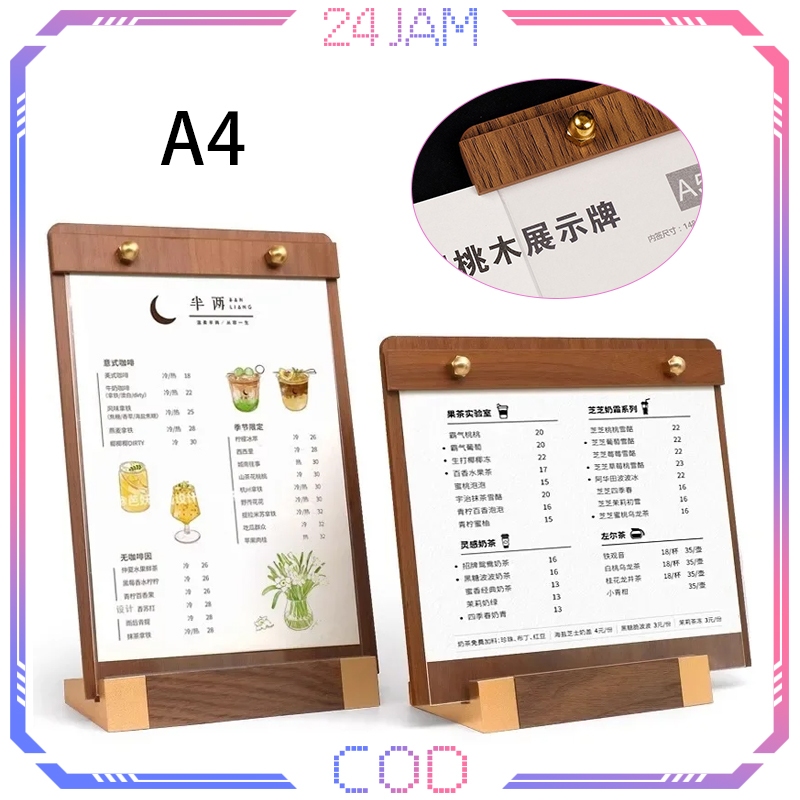 

Menu Holder Kayu A4 Papan Menu Cafe Kayu Stand Menu Berdiri Standing Menu Meja Menu Kayu
