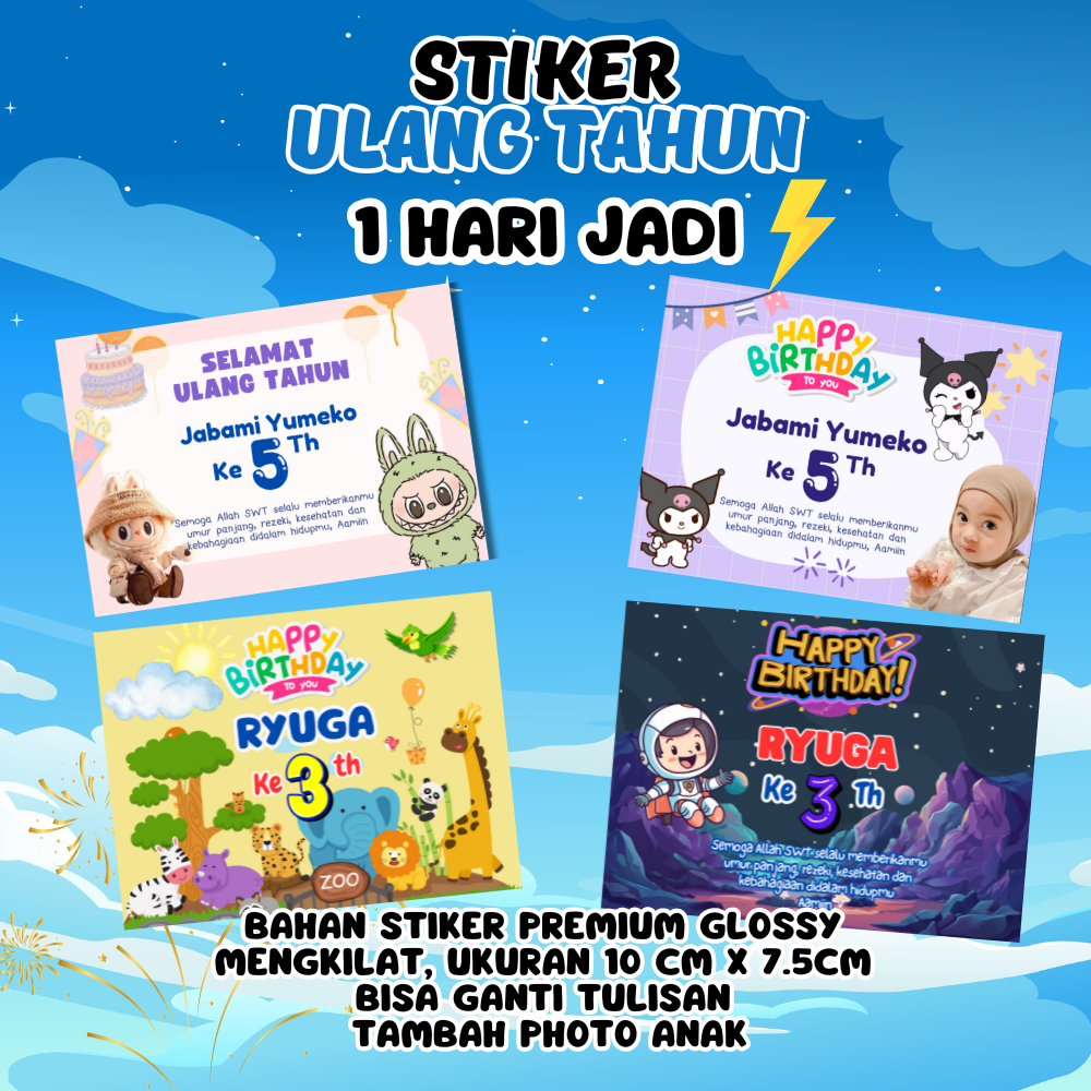 

STIKER ULANG TAHUN GRATIS TAMBAH POTO