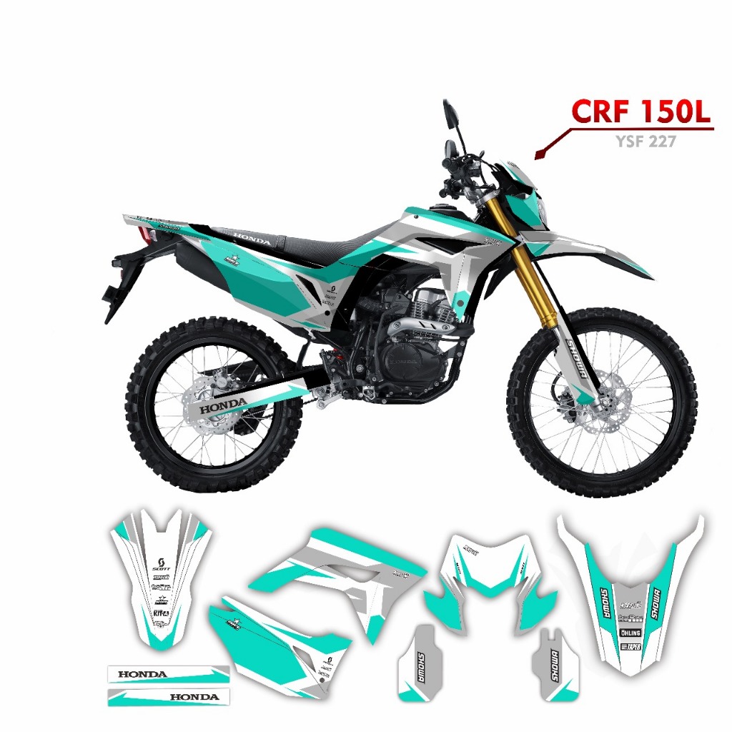Decal Sticker - Stiker Dekal Honda CRF 150 L 221 SUPERMOTO HIJAU HITAM PUTIH