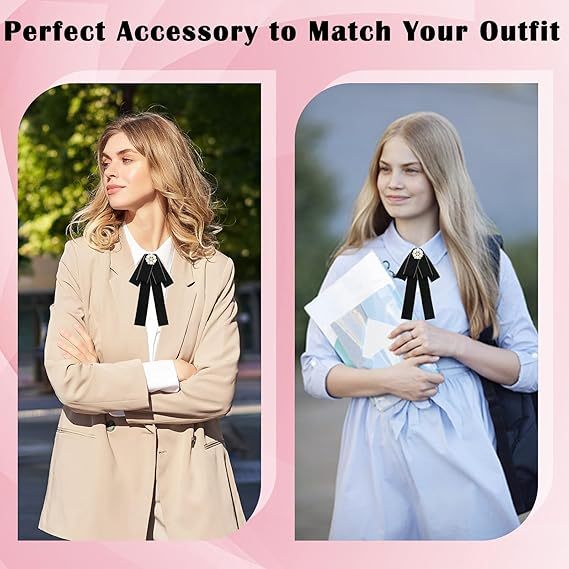 Dasi Pita Pin Korea Series Wanita Hitam Graceful Vintage Bow Tie Fashion Style Dasi Kupu-Kupu