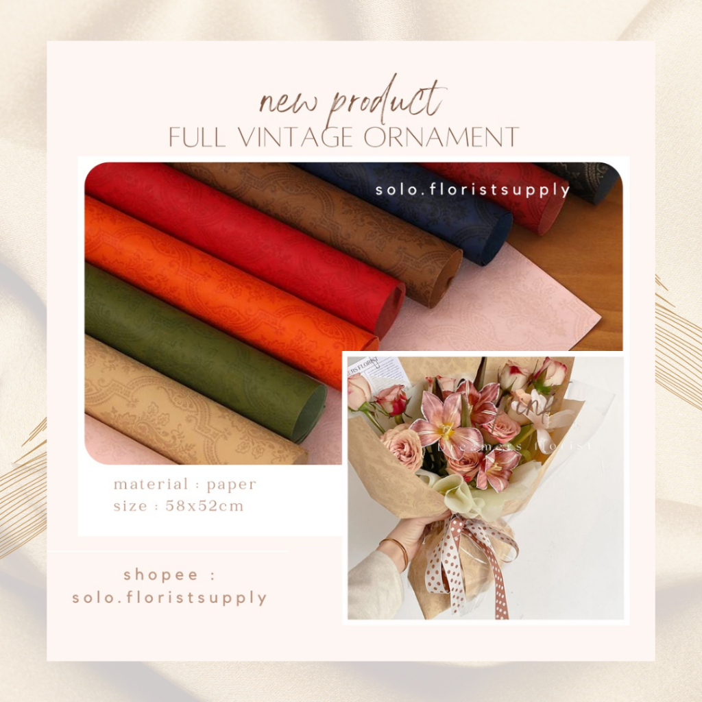 

FULL VINTAGE ORNAMENT EMBOSS WRAPPING PAPER GOLD LINE FLOWER WRAP CELLOPHANE PEMBUNGKUS BUNGA BUKET BUNGA KERTAS BOUQUET MONEY BOUQUET CRAFT PAPER SPUNBOND KERTAS KADO GIFT FLORIST ARTIFICIAL FLOWER HADIAH BUKET BUNGA KADO