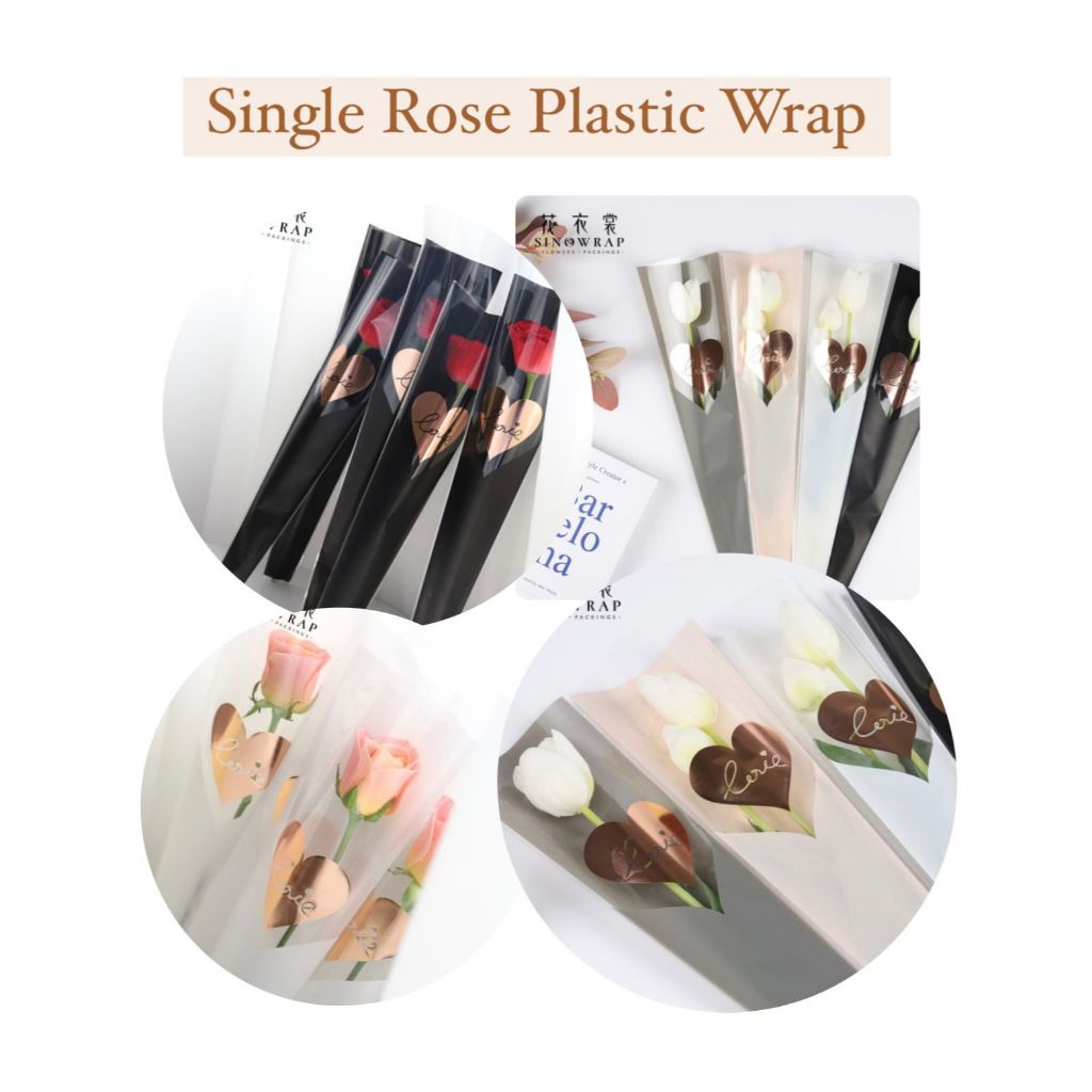 

(K-55) - (30 LEMBAR) Plastik Buket Bunga Motif Love Waterproof Korean style valentine Bunga Anniversary