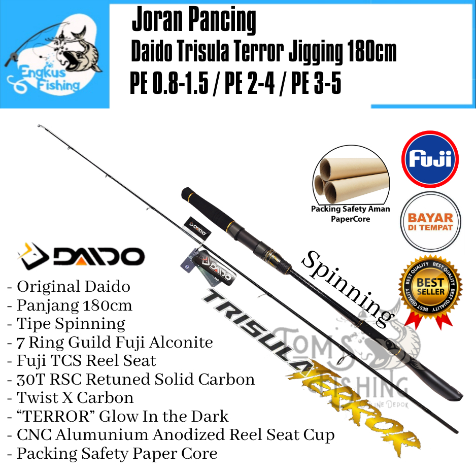 Joran Pancing Daido TRISULA TERROR SPINING 180cm Jigging Fuji Alconite -