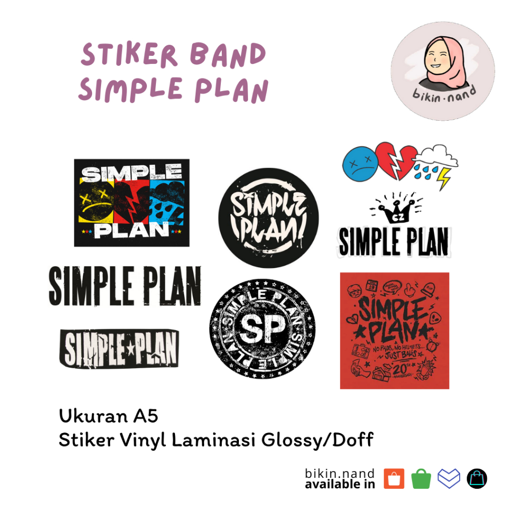 

STICKER PACK BAND Simple Plan (HIGH QUALITY) MURAH 8 pcs