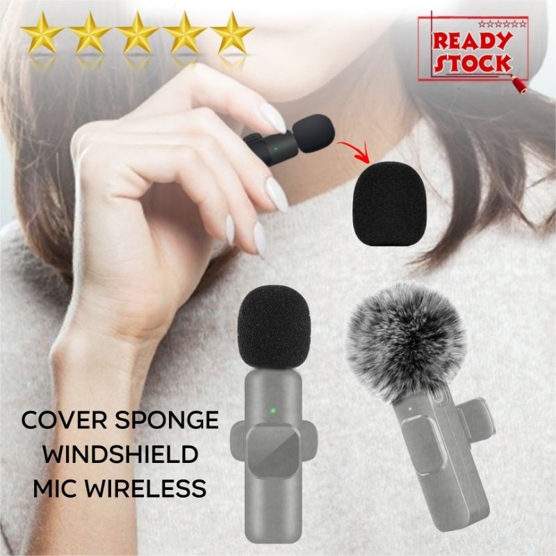 Busa mic clip on wireless - spon mic windshield - foam mikrofon headset lidi mini kecil lavalier