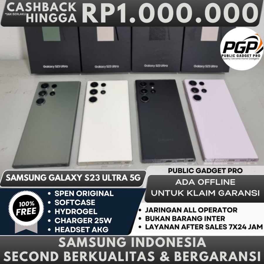 SAMSUNG GALAXY S23 ULTRA 5G 12/1TB 12/512GB 12/256GB SECOND RESMI SEIN INDONESIA