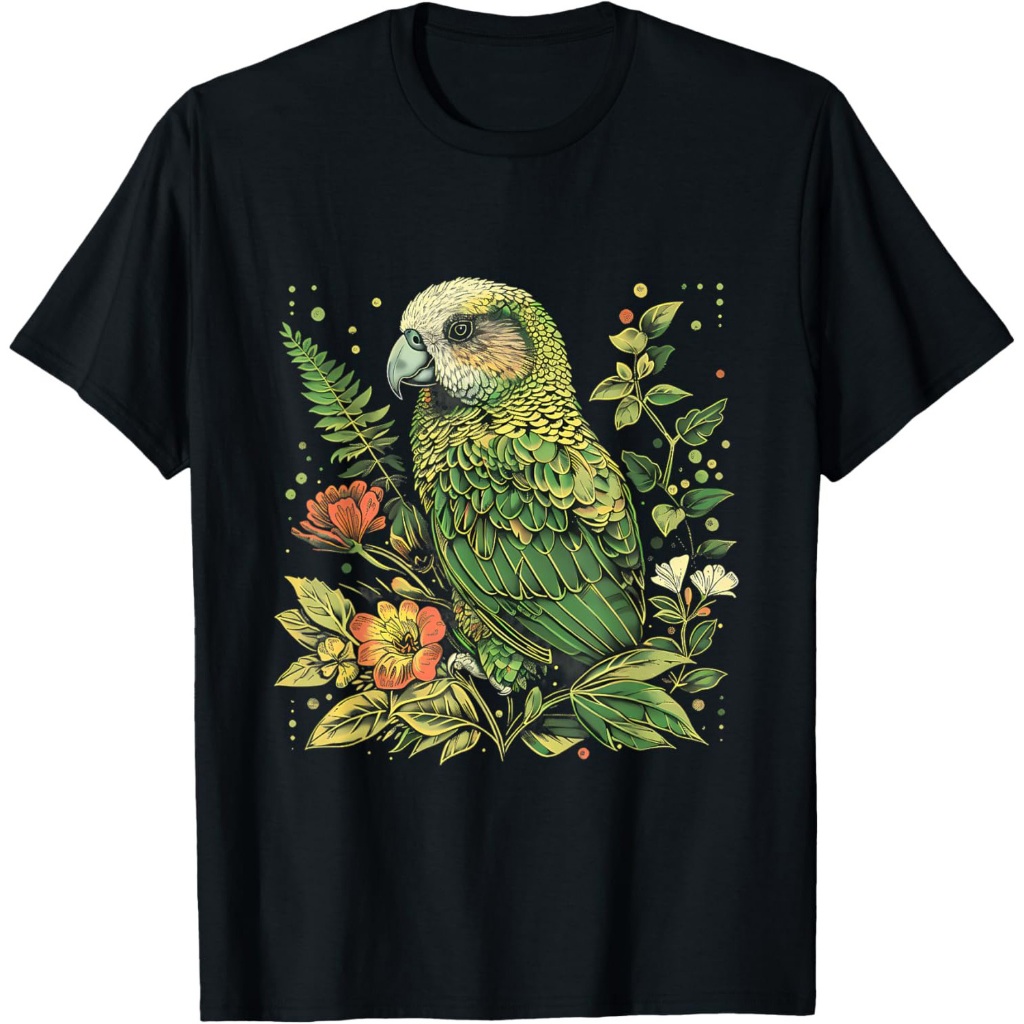 Kaos Karya Seni Bunga Burung Kakapo Kakapo Parrot Animal Lovers