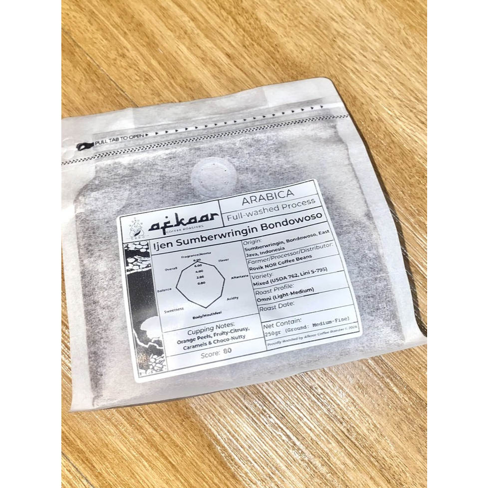 

Afkaar Kopi Arabica Ijen Sumberwringin Fullwash - Whole-beans