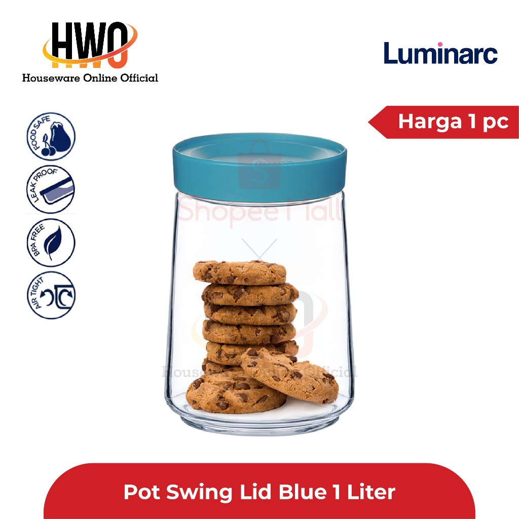 Luminarc Toples Pot Swing Lid Blue 1 Liter / pc