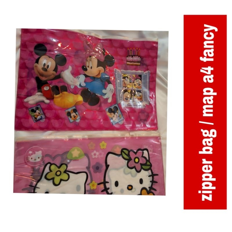 

( 1 pcs ) map resleting zipper gambar gambar lucu ukuran A4/ zipper bag map A4