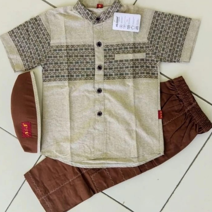 Koko Anak Laki Laki Lengan Pendek 3-13 th//Setelan Baju Koko Anak Garis Koko by A&J