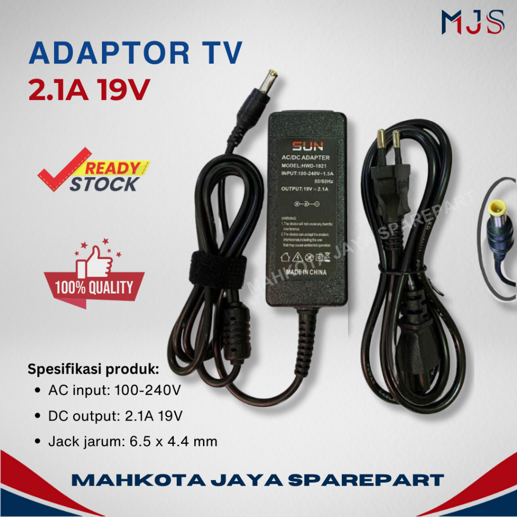 ADAPTOR TV 19V 2.1A / adapter 19 v volt 2.1 2,1 a ampere amper 2,1a SUN