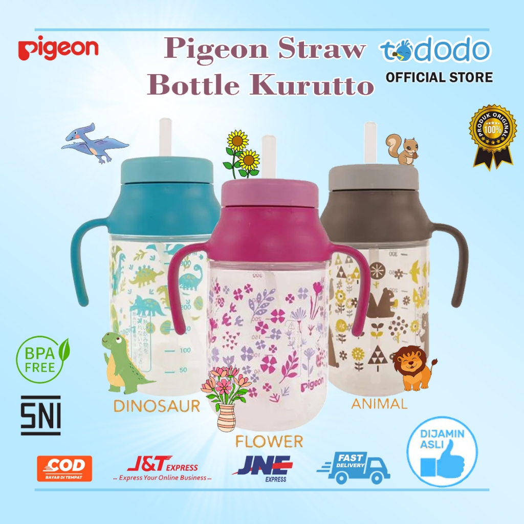 Botol Minum Sedotan Anak Bayi PIGEON Straw Bottle Kurutto