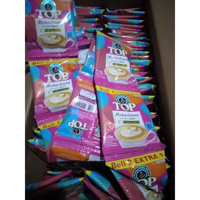 

Top Coffee Mokachino 2 Extra 1 total 15 sachet termasuk Extra Top Kopi