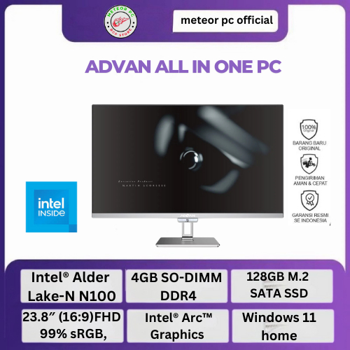 Advan All in One PC AIO OnePC Intel N100/4GB/SSD 128GB/23''biru navy