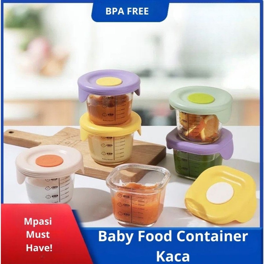 Wndr Baby Food Container Glass Tempat Penyimpanan Mpasi Tutup Silikon Box Kaca Mpasi Tahan Panas