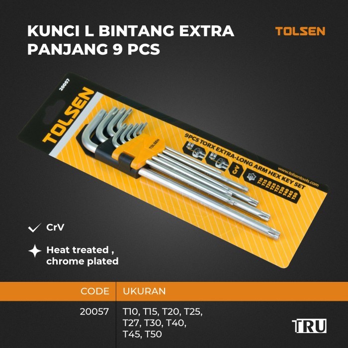 TOLSEN Kunci L Set Bintang 9 Pcs  Torx Set CrV  20056,20057