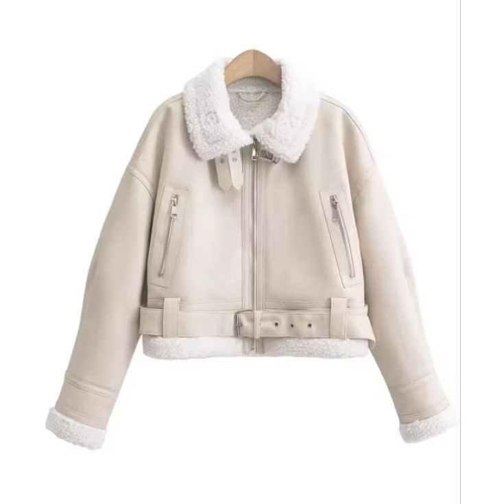 Jaket Wanita Korea Casual - Elvesse - Jaket Wanita Bulu - Jaket Wanita Semi Kulit