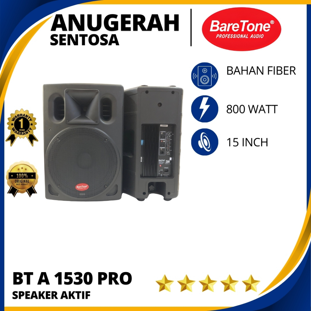 Speaker Aktif Baretone BT A 1530 Pro Ukuran 15 Inch Original